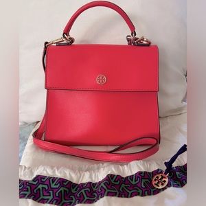 🌺 TORY BURCH SMALL PARKER LEATHER TOP HANDLE SATCHEL🌺